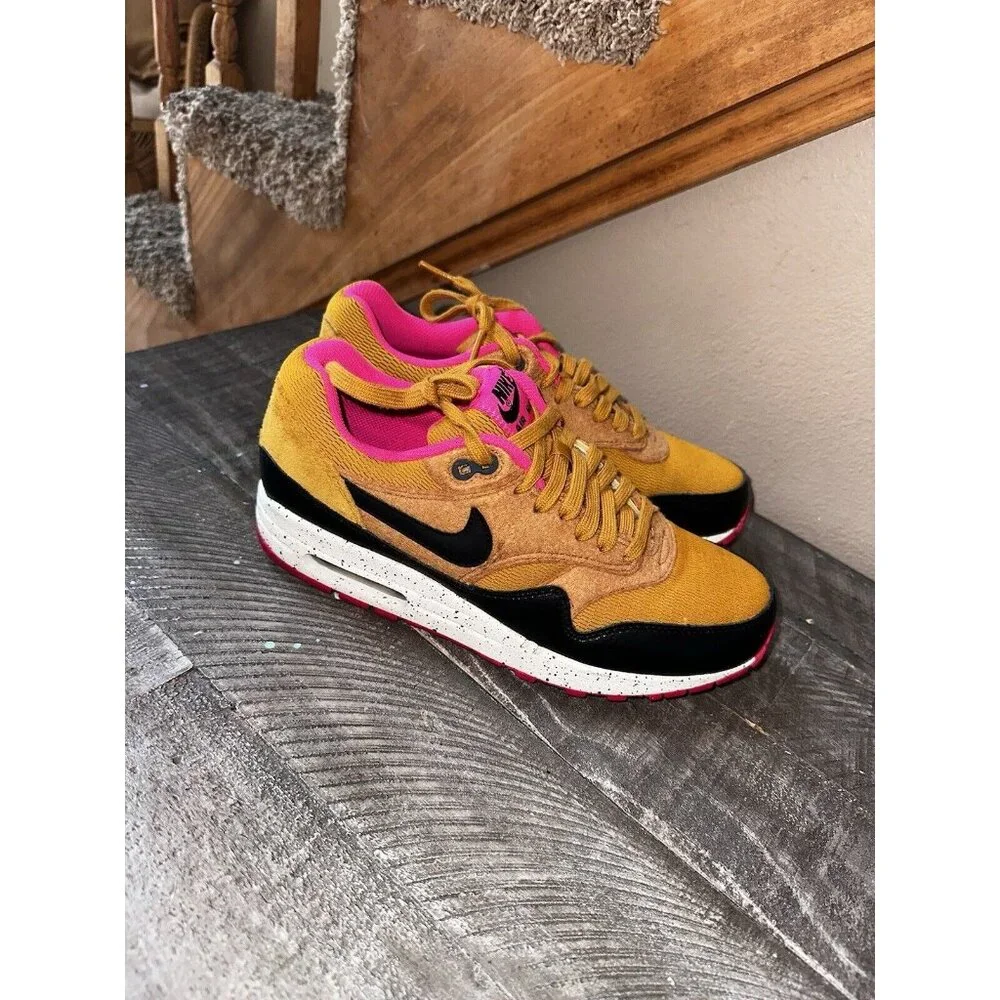 Nike Women's Mustard Yellow Black Pink Athletic Sneakers - Picture 3 of 5